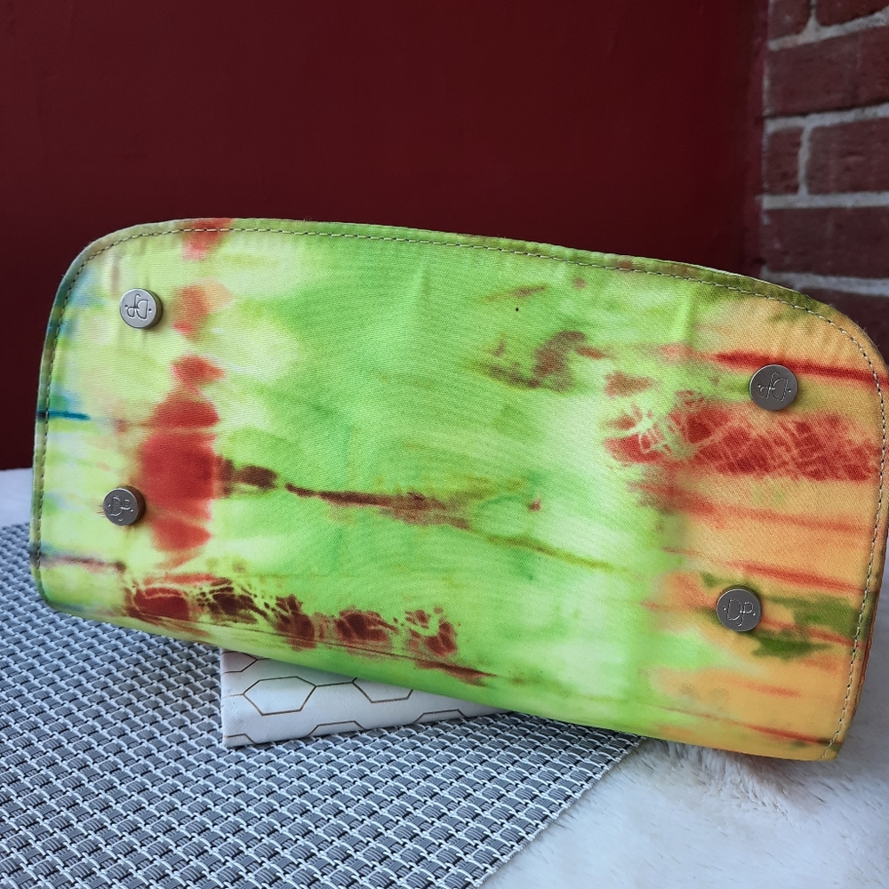 Donald Pliner Abstract Tie Dye Small Satchel Handbag Purse Rare Travel Wedding - Picture 7 of 12